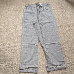 Wide Leg Linen Gray Striped Pants NWT